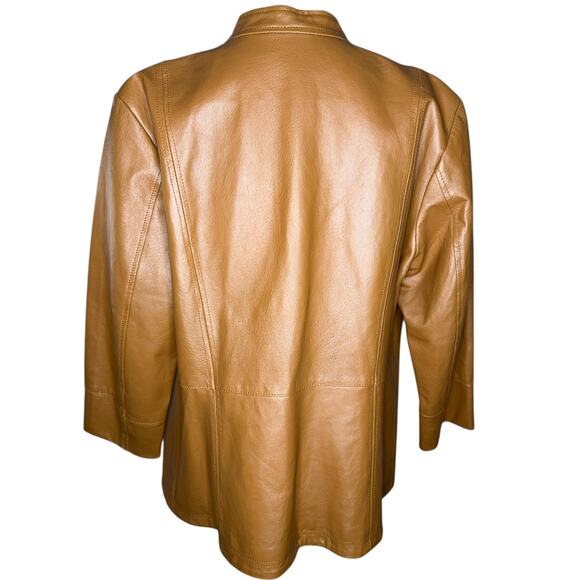 Vintage Chadwicks of Boston 90's Camel Brown 100% Leather Size 16 Bomber Jacket - Picture 9 of 11